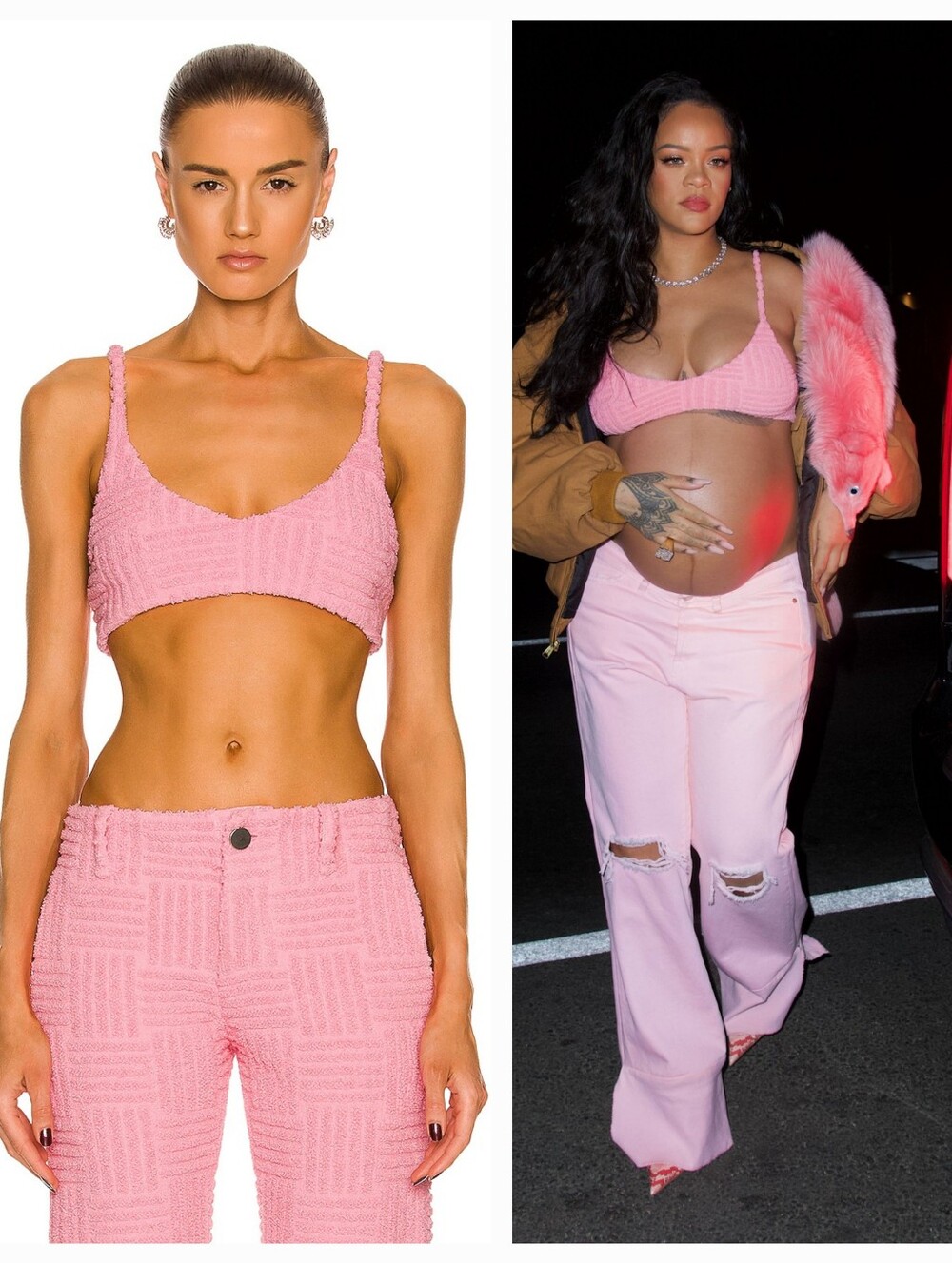 Bottega Veneta Intreccio Towelling Bra in Bubble Gum Size Small NWT